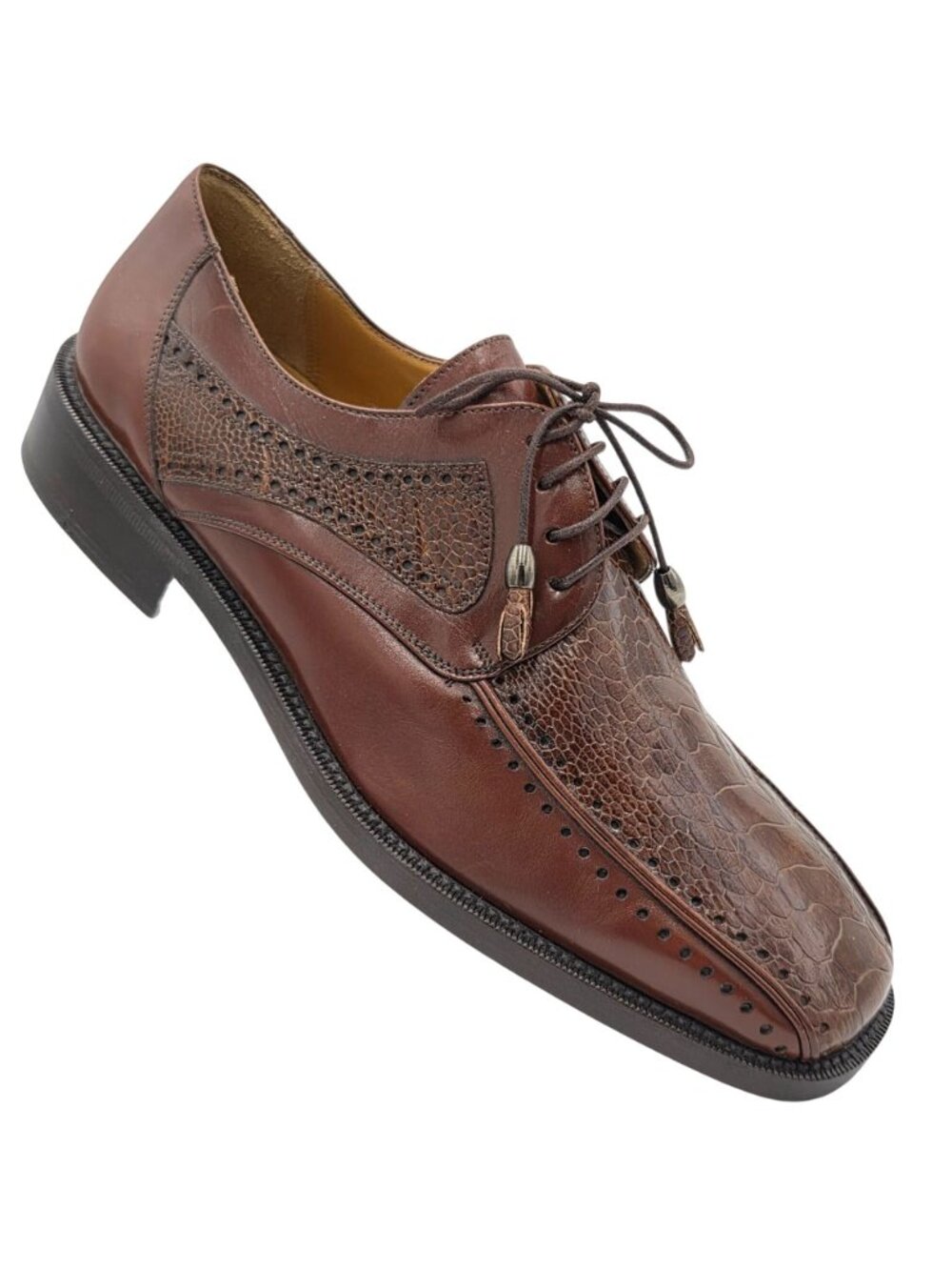 NEW Vintage Exotic Ostrich Leg Dress Shoes City Slicker Brown Mens 8M Oxfords - Picture 7 of 13